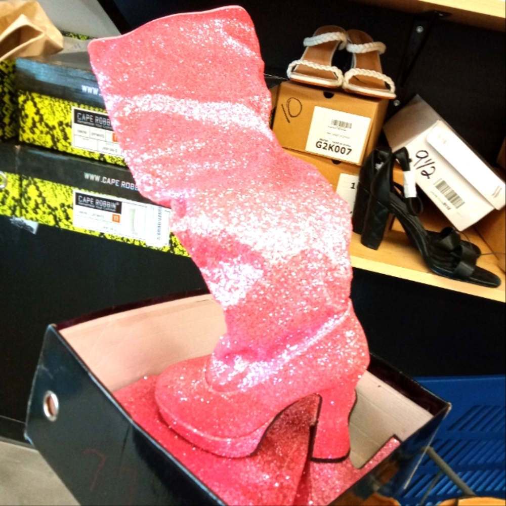 Hot pink go go boots size 7